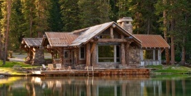Rusztikus erdei, tóparti ház